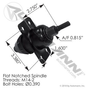 HLK2061 | Upper Hood Latch, Flat Notched Spindle, Deep Flange Nut w/Washer, VN/VNL