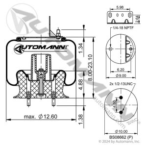 AB1DK23M-9287 - Air Spring Rolling Lobe 2 Bottom Studs