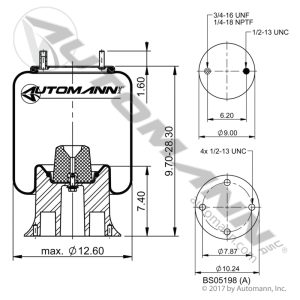 AB1DK23N-9321A - Air Spring Rolling Lobe- Aluminum Base