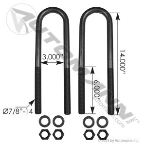 AUBK5161-144 - U Bolt Kit 7/8in X 3in X 14in