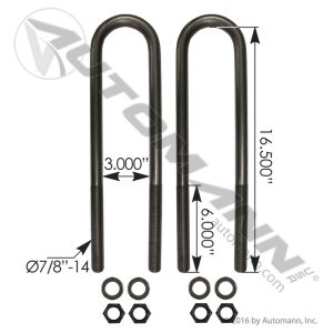 AUBK5161-164 - U Bolt Kit 7/8in X 3in X 16-1/2in