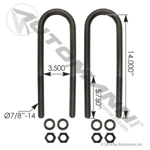AUBK5163-144 - U Bolt Kit 7/8in X 3-1/2in X 14in