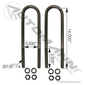AUBK5163-164 - U Bolt Kit 7/8in X 3-1/2in X 16in