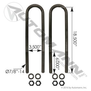 AUBK5163-184 - U Bolt Kit 7/8in X 3-1/2in X 18-1/2in