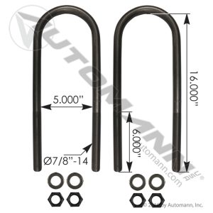 AUBK5165-16 - U Bolt Kit 7/8in X 5in X 16in