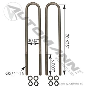 AUBK8151-204 - U Bolt Kit RND 3/4in X 3in X 20-5/8in