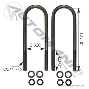 AUBK8153-124 - U Bolt Kit 3/4in X 3-1/2in X 12-1/2in