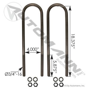 AUBK8154-183 - U Bolt Kit RND 3/4in X 4in X 18-3/8in