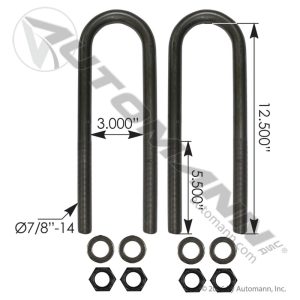 AUBK8161-124 - U Bolt Kit 7/8in X 3in X 12-1/2in