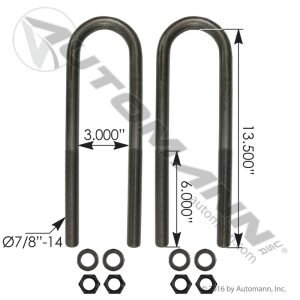 AUBK8161-134 - U Bolt Kit RND 7/8in X 3in X 13-1/2in