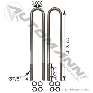 AUBK8161-224 - U Bolt Kit RND 7/8in X 3in X 22-1/2in