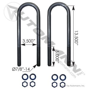 AUBK8163-134 - U Bolt Kit RND 7/8in X 3-1/2in X 13-1/2i