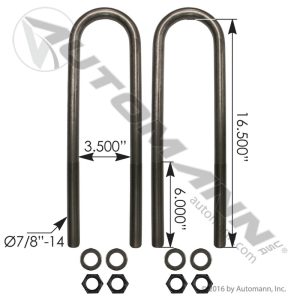 AUBK8163-164 - U Bolt Kit 7/8in X 3-1/2in X 16-1/2in