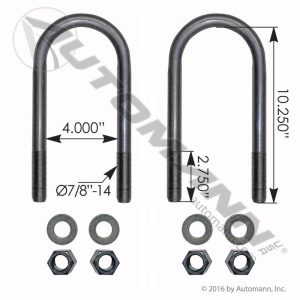 AUBK8164-102 - U Bolt Kit RND 7/8in X 4in X 10-1/4in