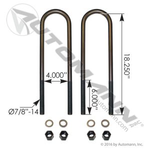 AUBK8164-182 - U Bolt Kit RND 7/8in X 4in X 18-1/4in