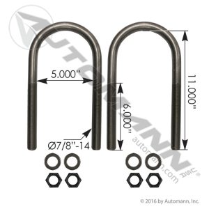 AUBK8165-11 - U Bolt Kit RND 7/8in X 5in X 11in