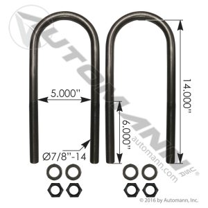 AUBK8165-14 - U Bolt Kit 7/8in X 5in X 14in