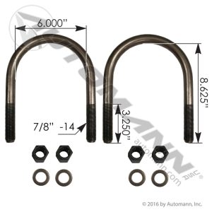 AUBK8168-082 - U Bolt Kit RND 7/8in X 6in X 8-1/4in