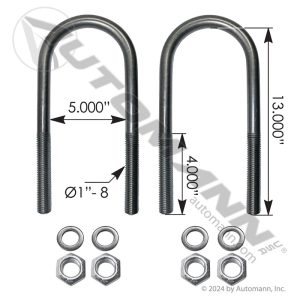 AUBK8175-13 - U Bolt Kit RND 1-8in X 5in X 13in