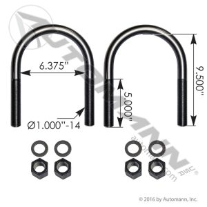 AUBK8179-094 - U Bolt Kit RND 1in X 6-3/8in X 9-1/2in