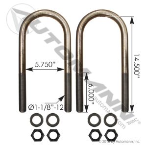 AUBK8187-144 - U Bolt Kit RND 1-1/8 X 5-3/4 X 14-1/2in